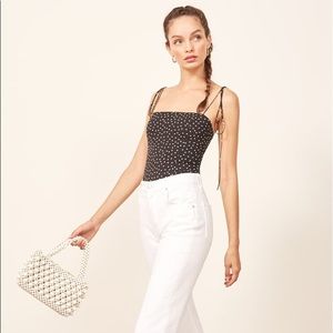Reformation Lily Polka Dot Top